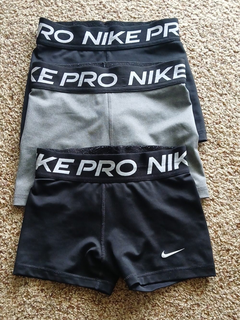 Nike Kids' Pro Compression Shorts in Black and Gray - 3 Pack